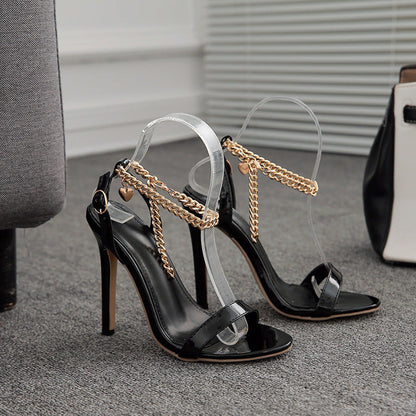Metal chain sexy foreign trade one-strap high heels