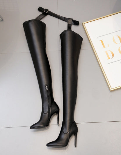 One-piece boots with stilettos and pointed toes, sexy over-the-knee pants boots, foreign trade large-size high-heeled long boots