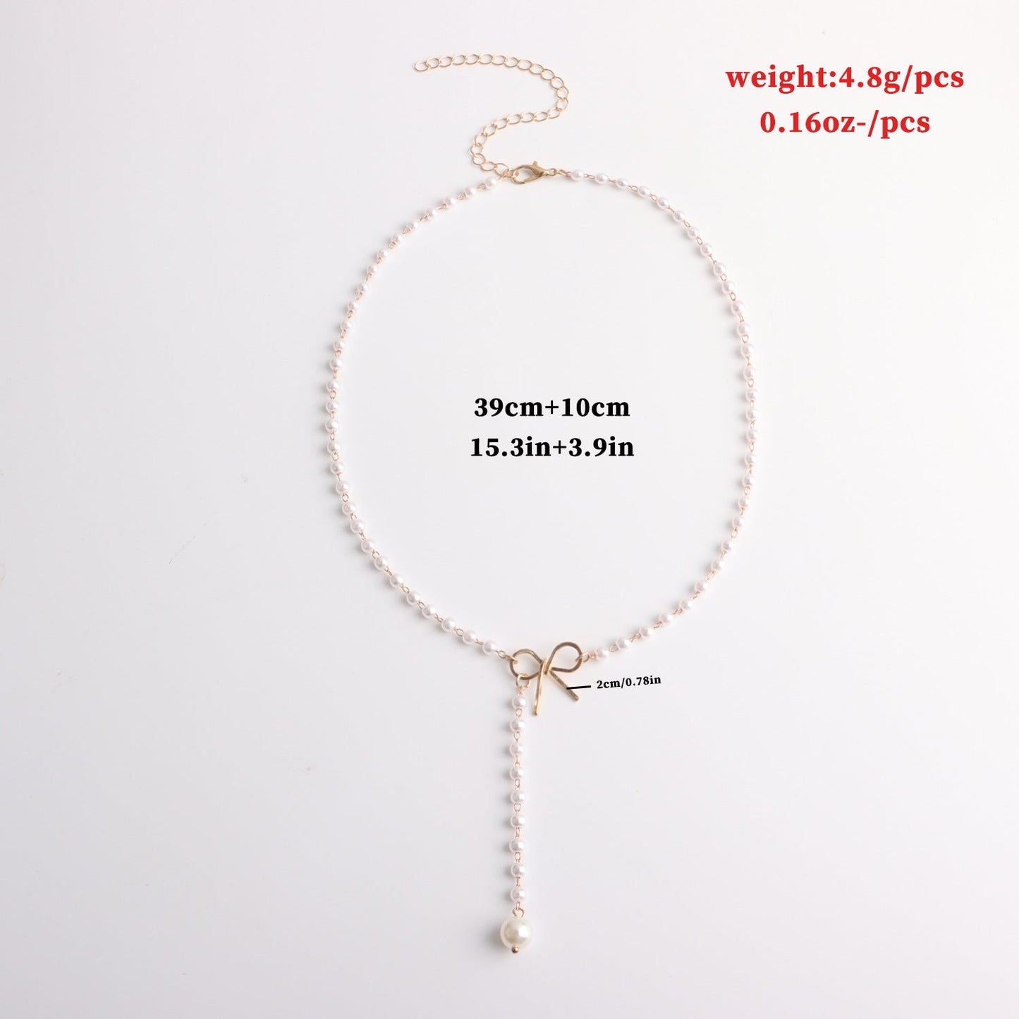 Alloy Bow Pearl Tassel Pendant Necklace