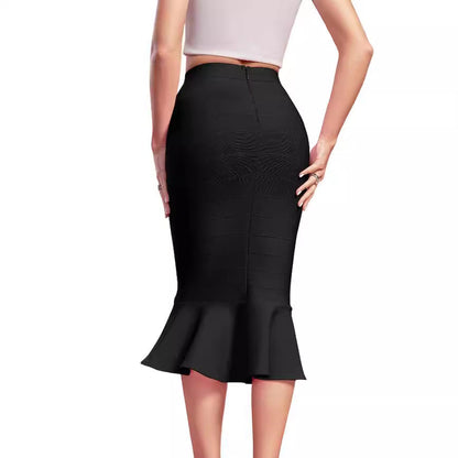 2024 new commuter elegant fishtail bandage skirt hip sexy French European and American style elastic
