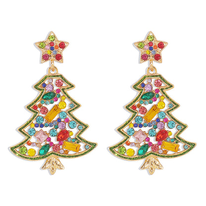 Diamond and pearl Christmas tree star earrings