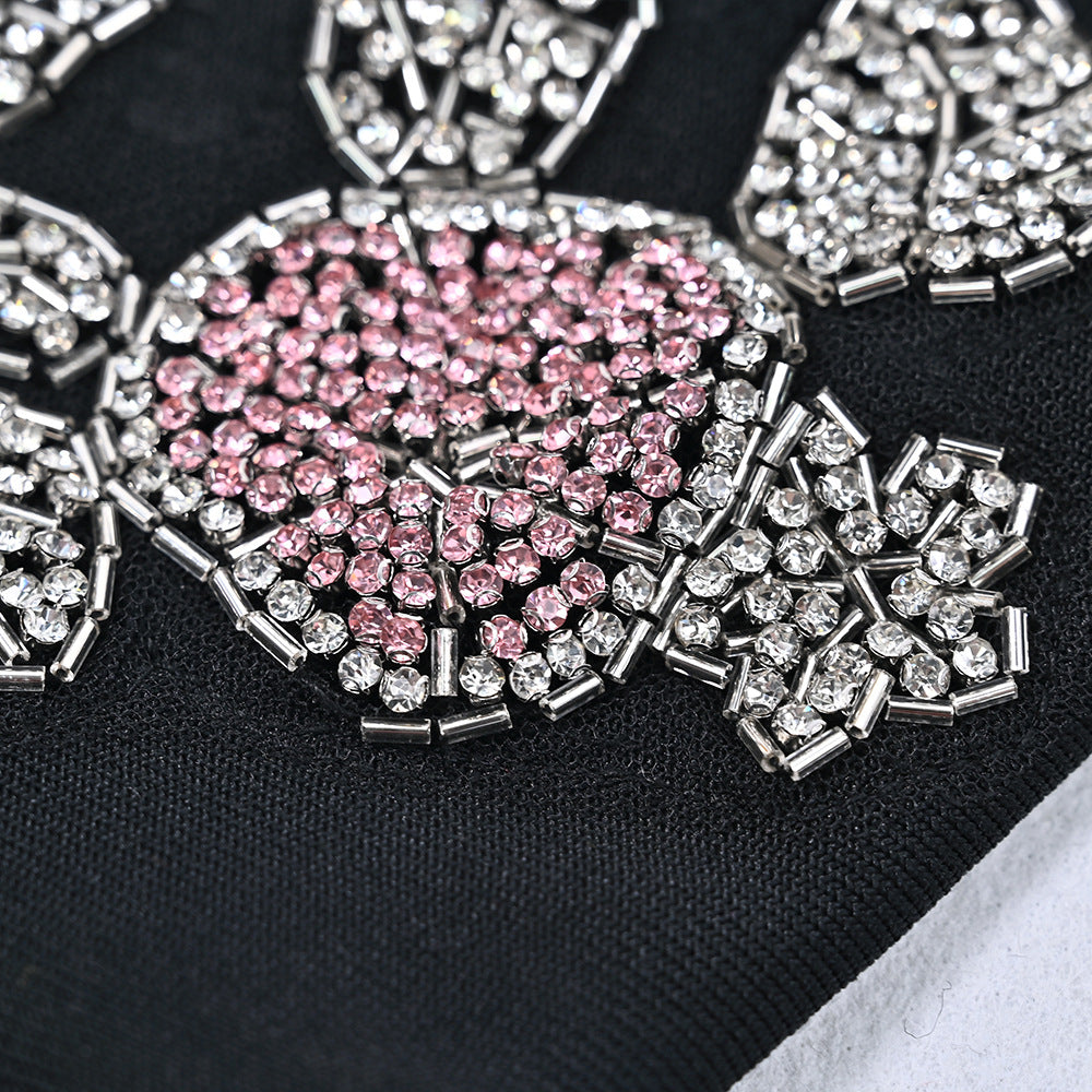2024 Autumn and Winter Heavy Diamond Black Bandage Evening Dress Suspender Flower Luxury Hip Dress Elastic Slim Fit
