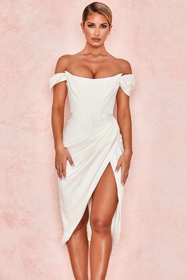 Women's solid color suspender sexy slit dress