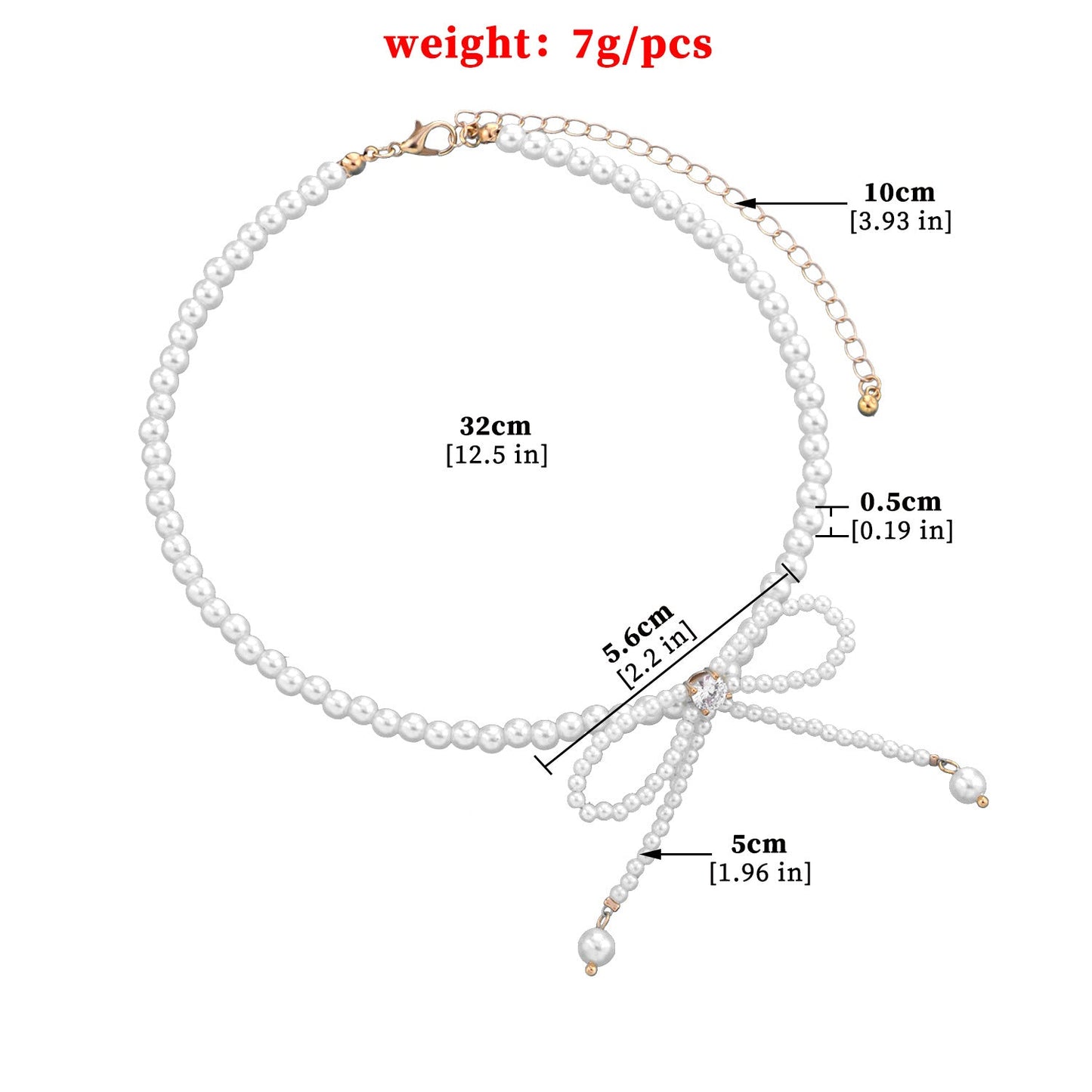 Trendy necklace full of pearls and tassels, diamond bow super fairy clavicle chain