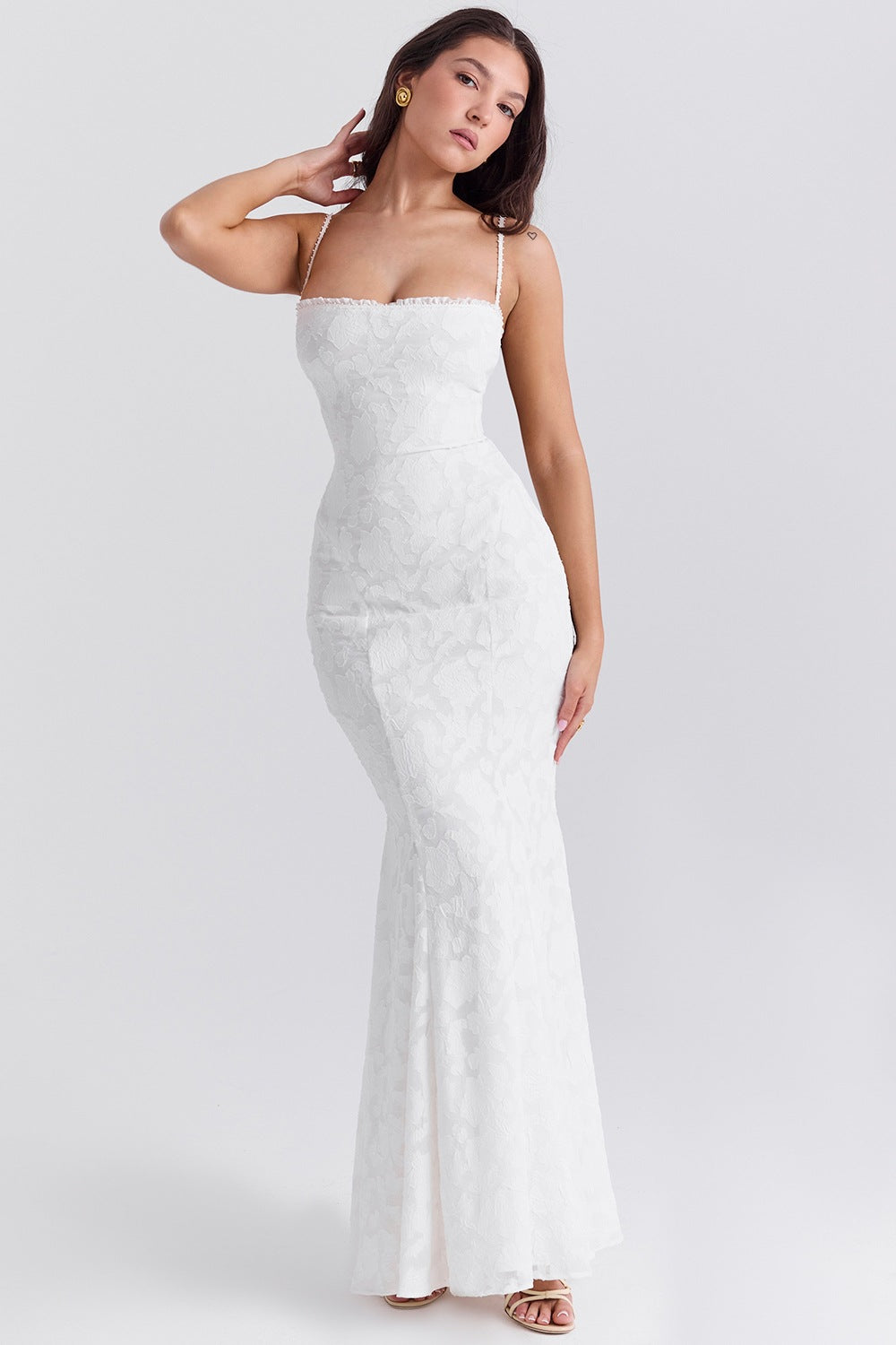 Sleeveless halter backless evening gown dress sexy square neck solid color dress