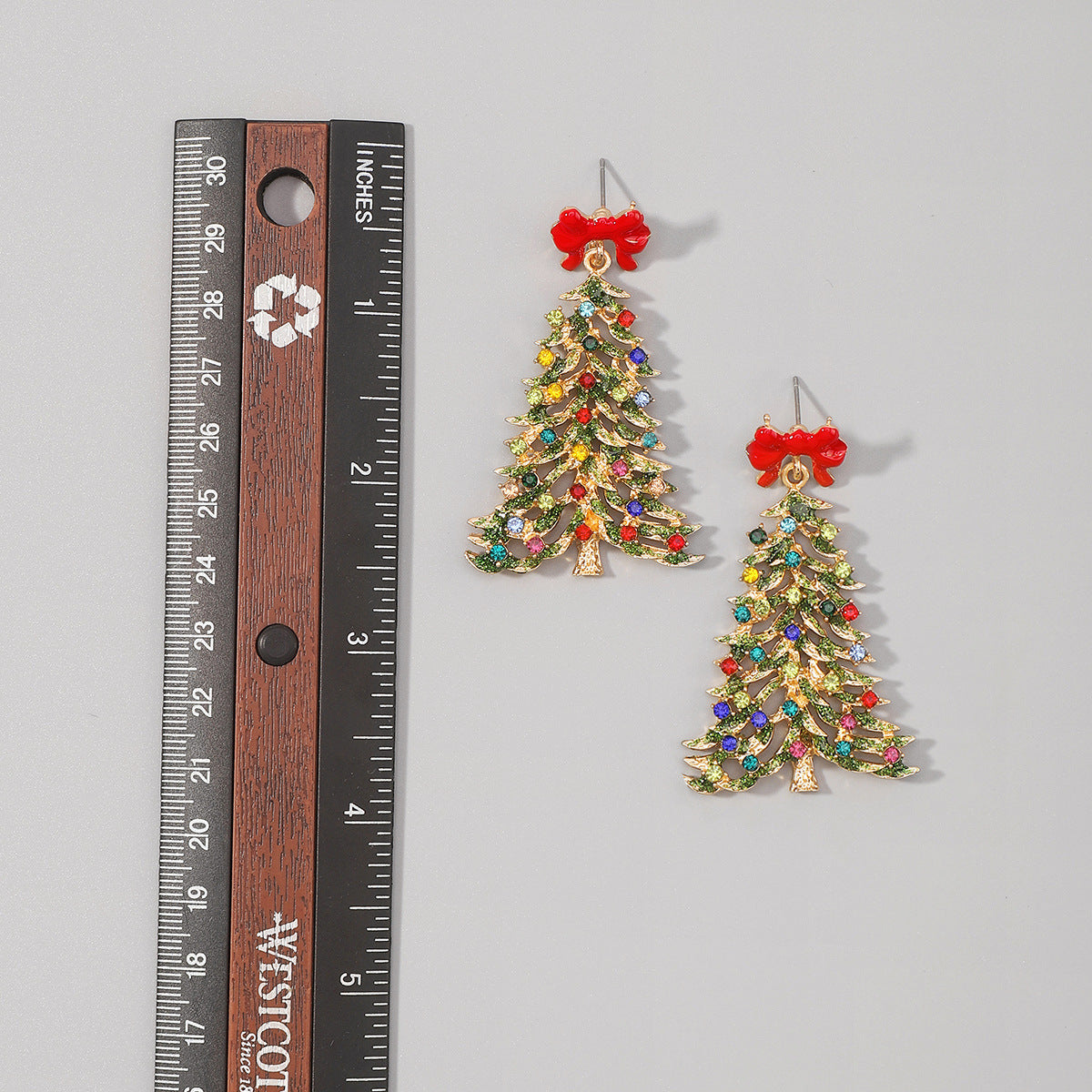 Diamond and pearl Christmas tree star earrings
