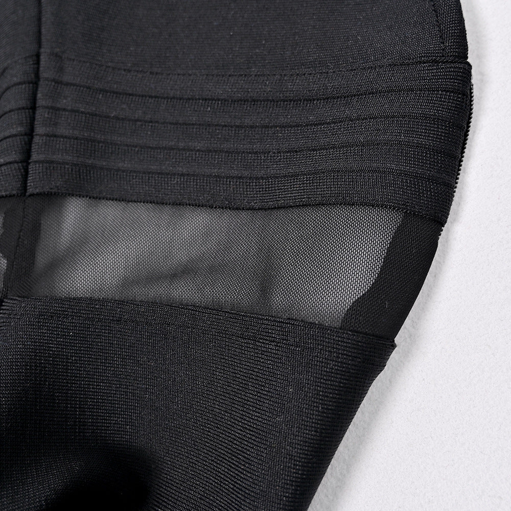 2024 Summer Luxury Diamond Sexy Mesh Bandage Long Dress Independent Station Dinner High-end Tight Dress