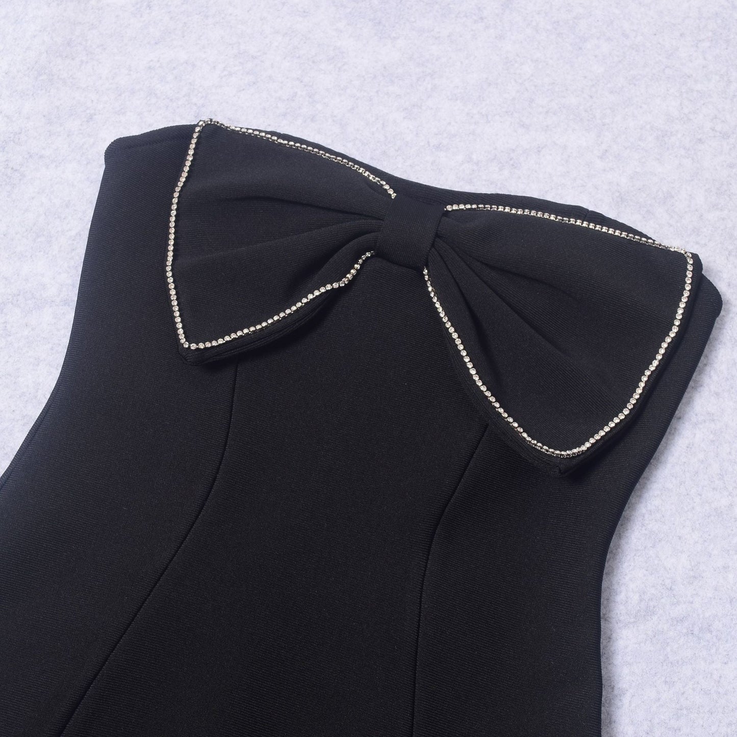 2024 Summer Cross-border Hepburn style little black dress high-end bandage dress diamond tube top sexy hot girl short skirt