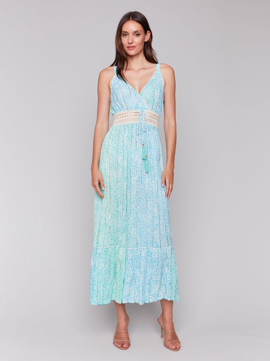 Foil Ombre Tiered Maxi Dress - Lagoon