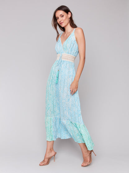 Foil Ombre Tiered Maxi Dress - Lagoon