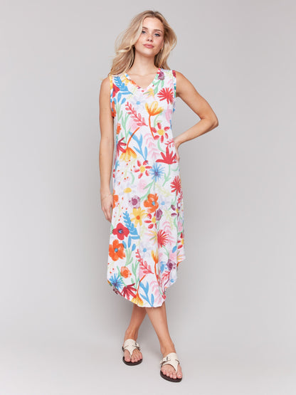Printed Sleeveless Cotton Dress - Wildflowers