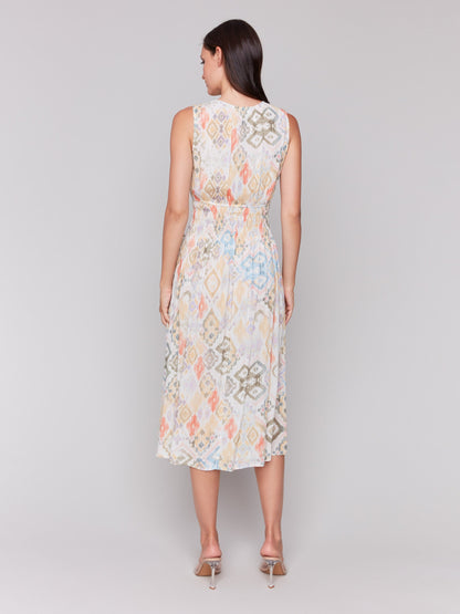 Printed Sleeveless Empire Waist Dress - Lemonade