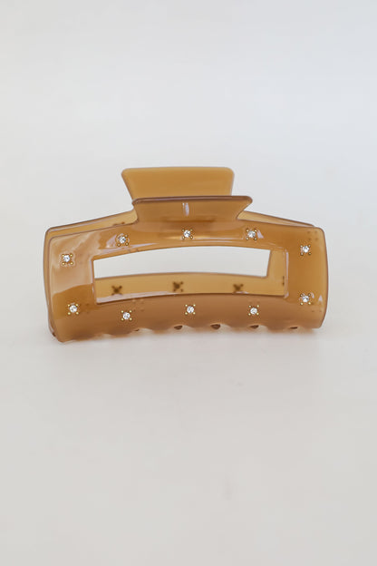 Sparkling Sophisticate Brown Rhinestone Claw Hair Clip